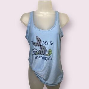 Let’s be Mermaids Blue Holographic Graphic Tank Top